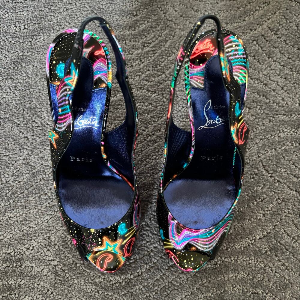Christian Louboutin Hot Chic Sling Alta 120 Starlight Multicolor Pumps Size 36.5 - Picture 15 of 15